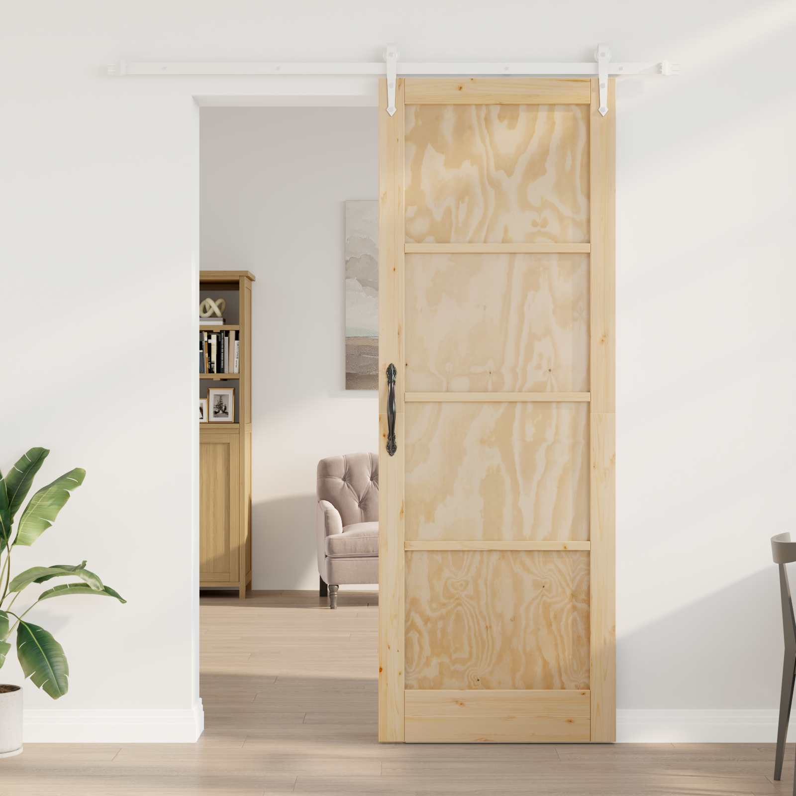 Porta scorrevole ORKDAL Naturale e Bianco 83 x 232 cm | homemem39