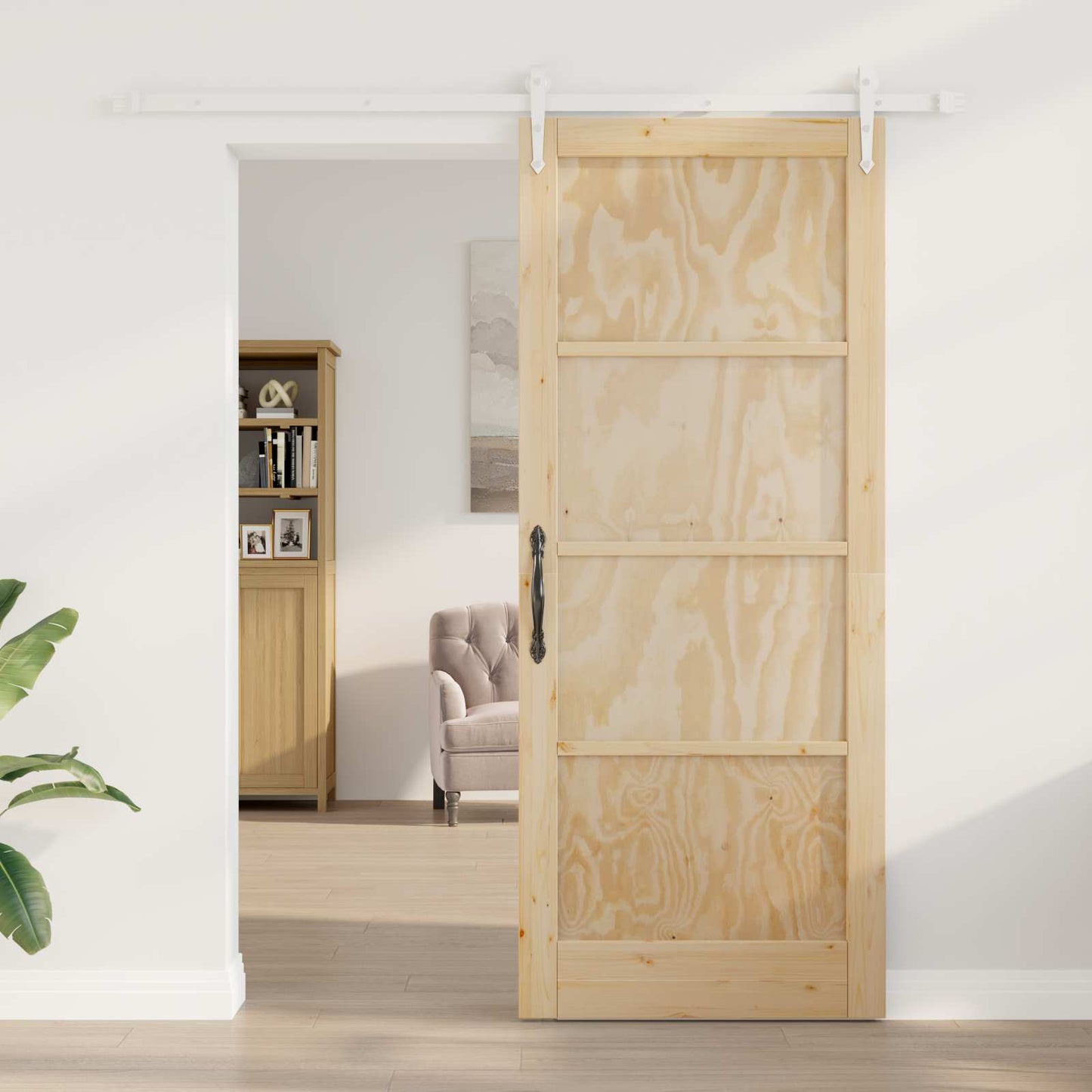 Porta scorrevole ORKDAL Naturale e Bianco 86 x 211 cm | homemem39