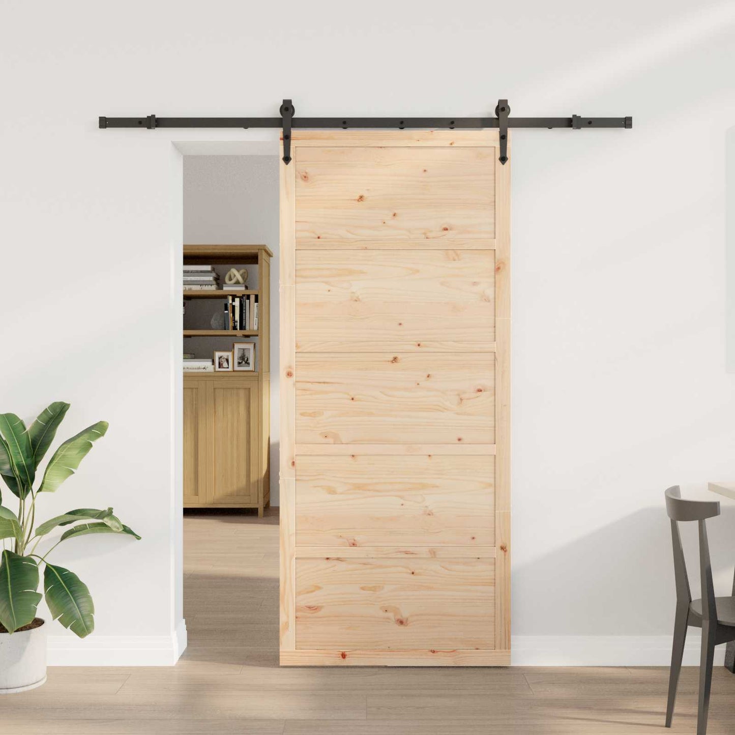 Porta scorrevole Naturale 100 x 208 cm Legno Massello di Pino | homemem39