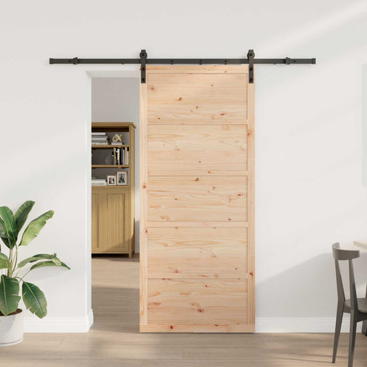 Porta scorrevole Naturale 80 x 208 cm Legno Massello di Pino
