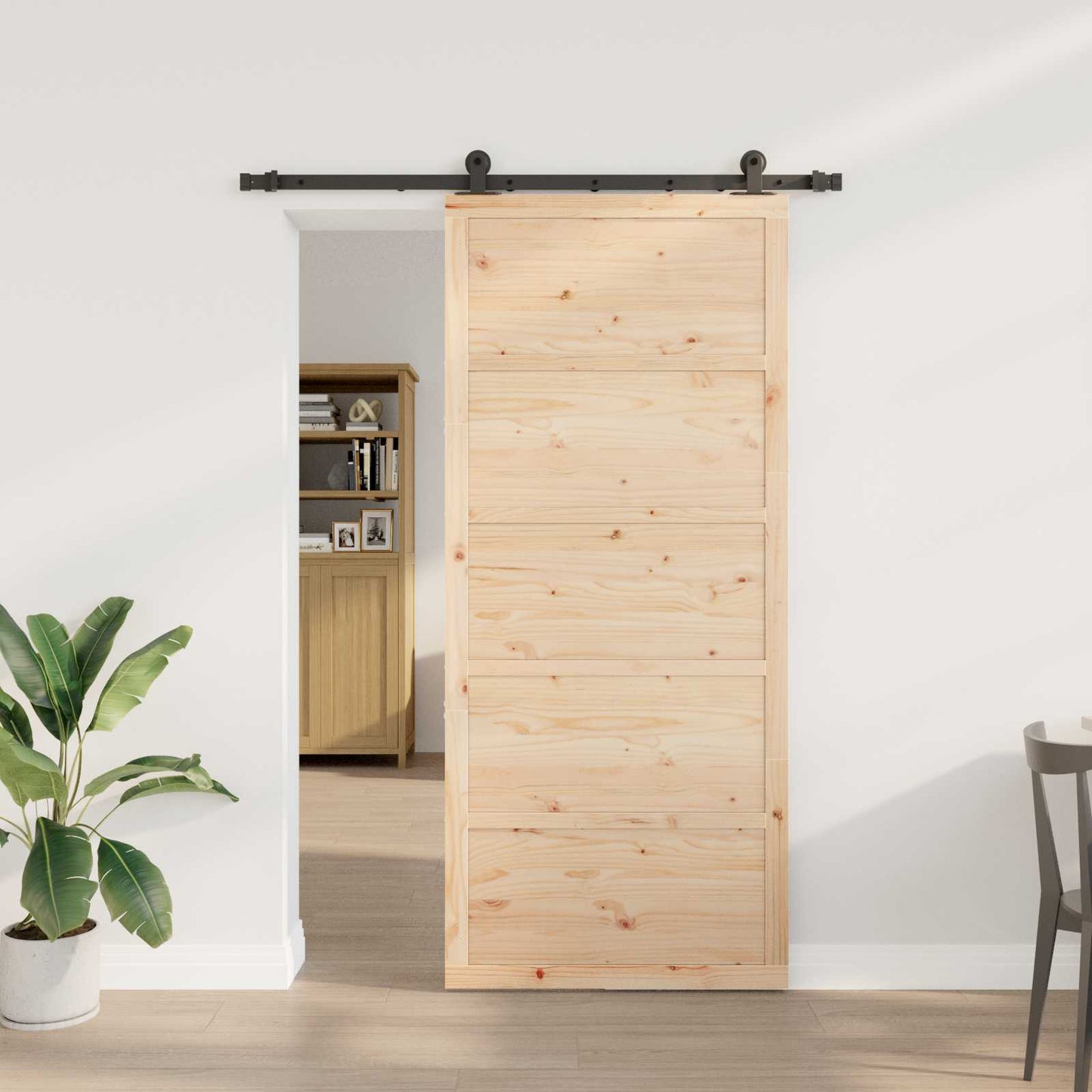 Porta scorrevole Naturale 80 x 208 cm Legno Massello di Pino | homemem39