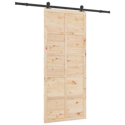 Porta scorrevole Naturale 90 x 208 cm Legno Massello di Pino | homemem39