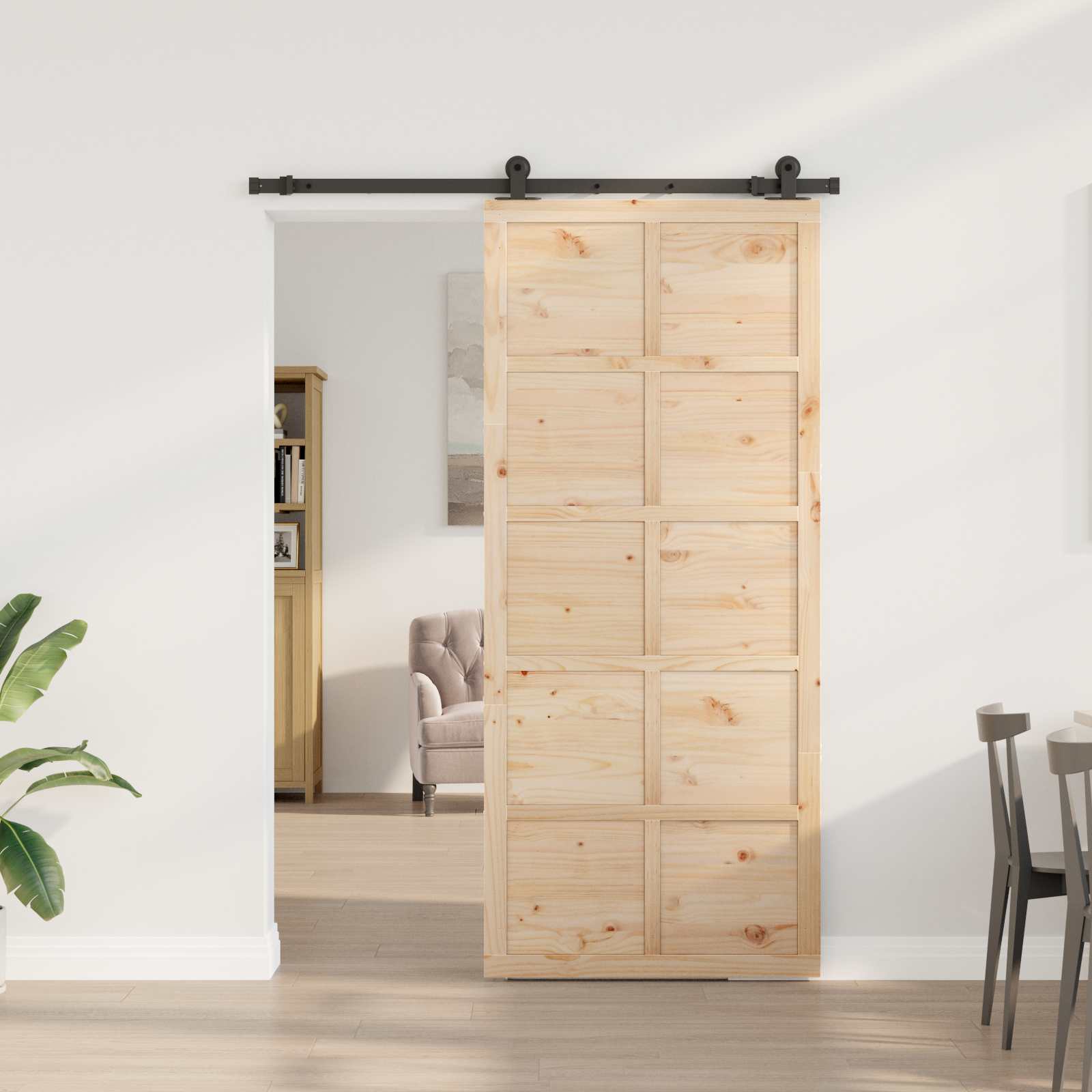 Porta scorrevole Naturale 80 x 208 cm Legno Massello di Pino | homemem39
