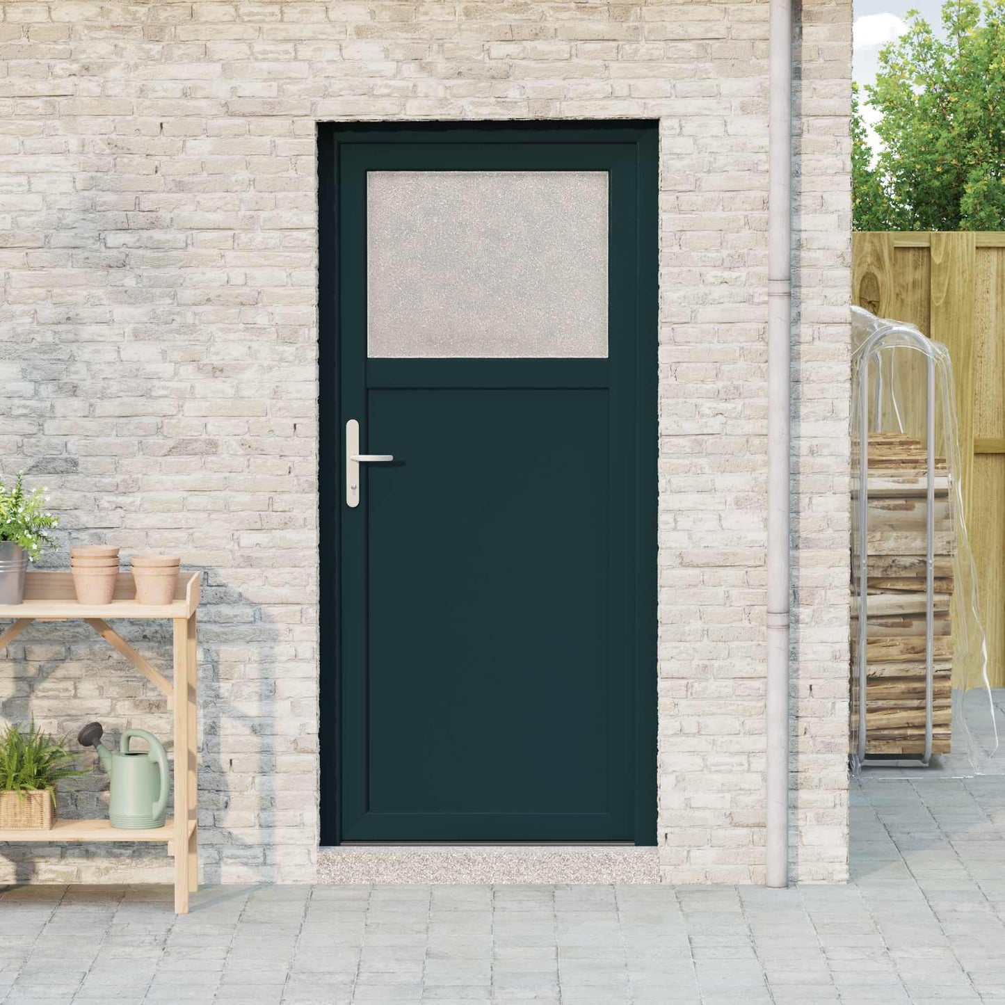 Porta d'ingresso laterale Antracite 98 x 198 cm PVC