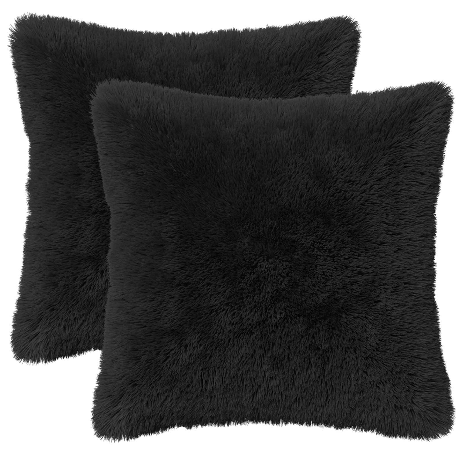 Cuscino con cuscino HEERLEN 2 pz Nero Fleece PV | homemem39
