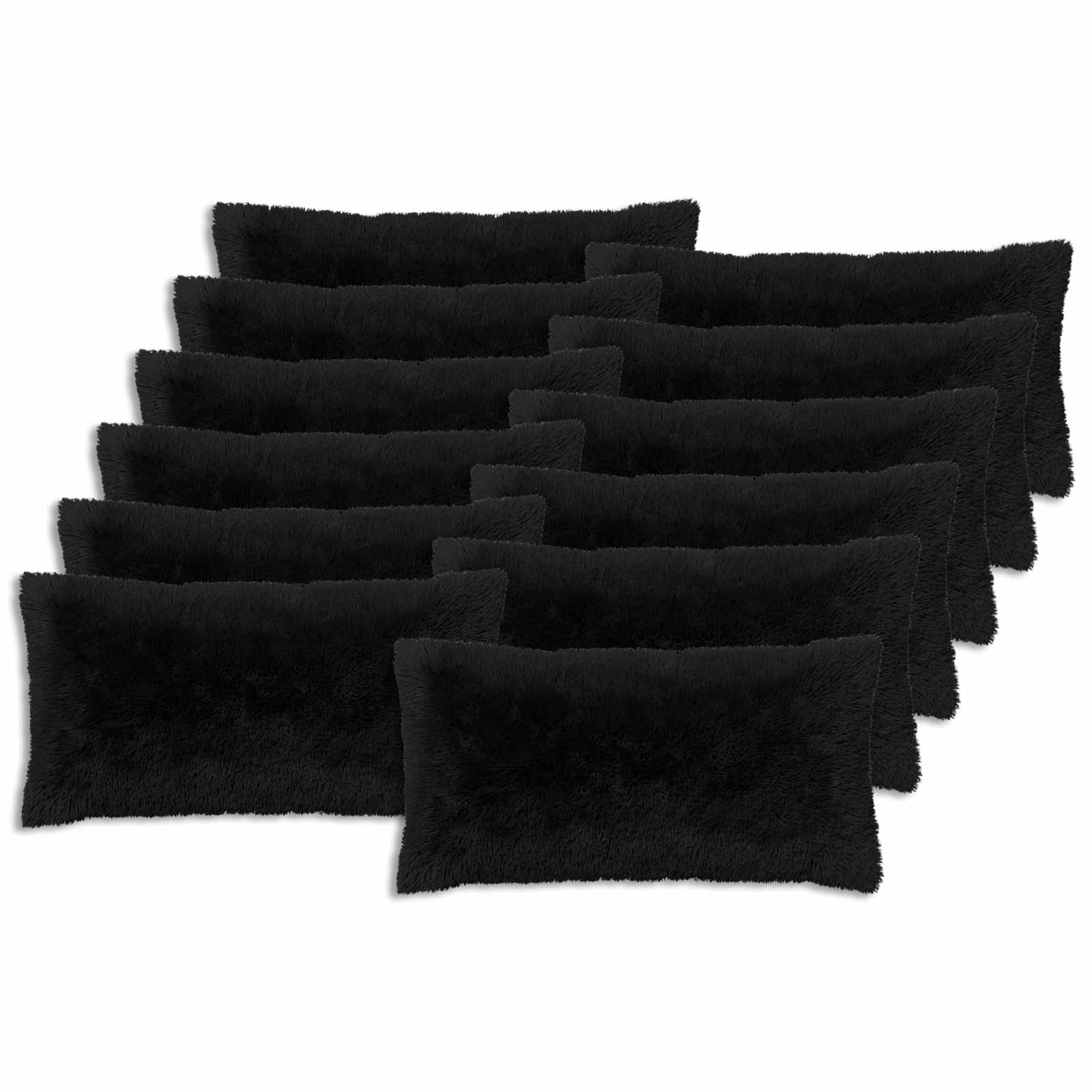 Cuscino con cuscino HEERLEN 2 pz Nero Fleece PV | homemem39