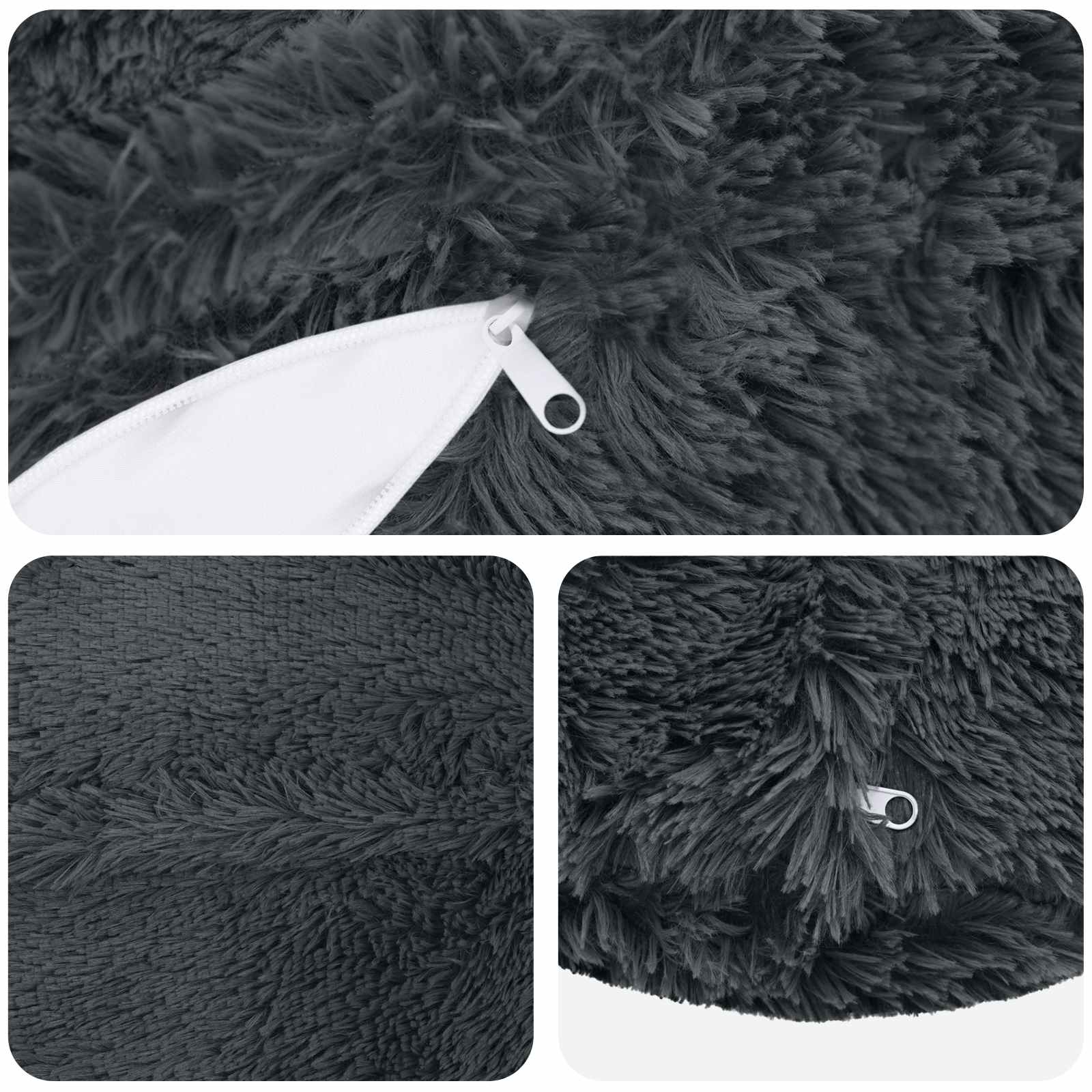 Cuscino con cuscino HEERLEN 6 pz Antracite Fleece PV | homemem39