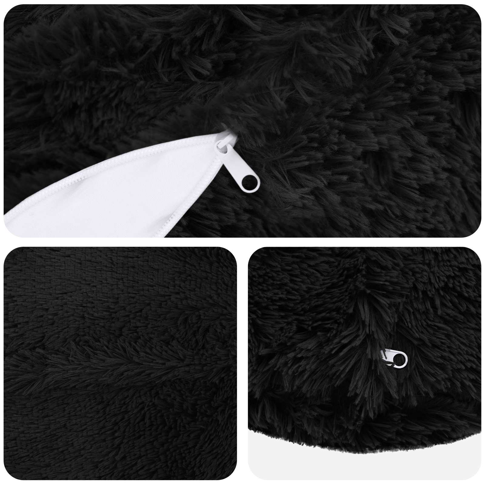 Cuscino con cuscino HEERLEN 2 pz Nero Fleece PV | homemem39