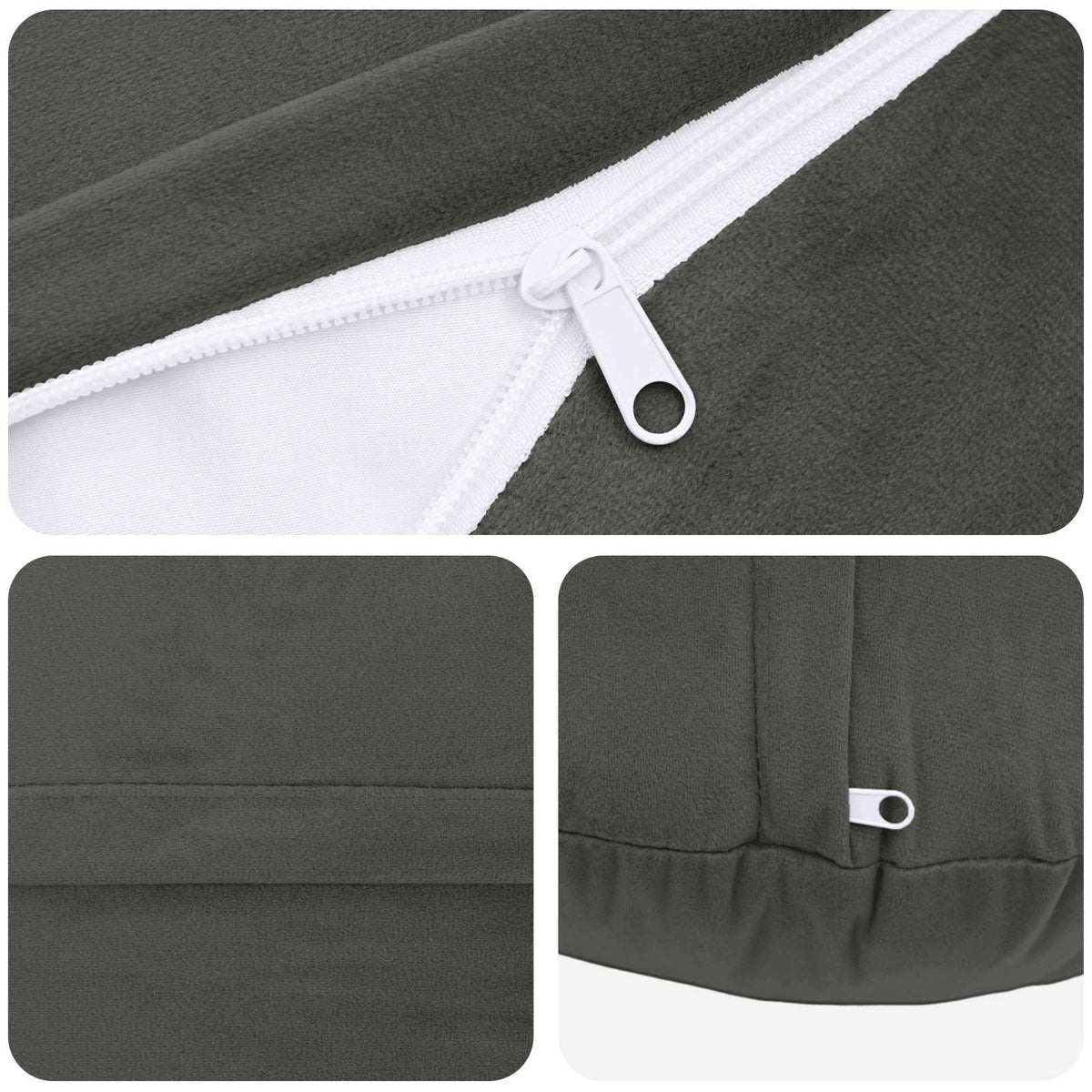 Cuscino con cuscino HEERLEN 2 pz Grigio Scuro Velluto