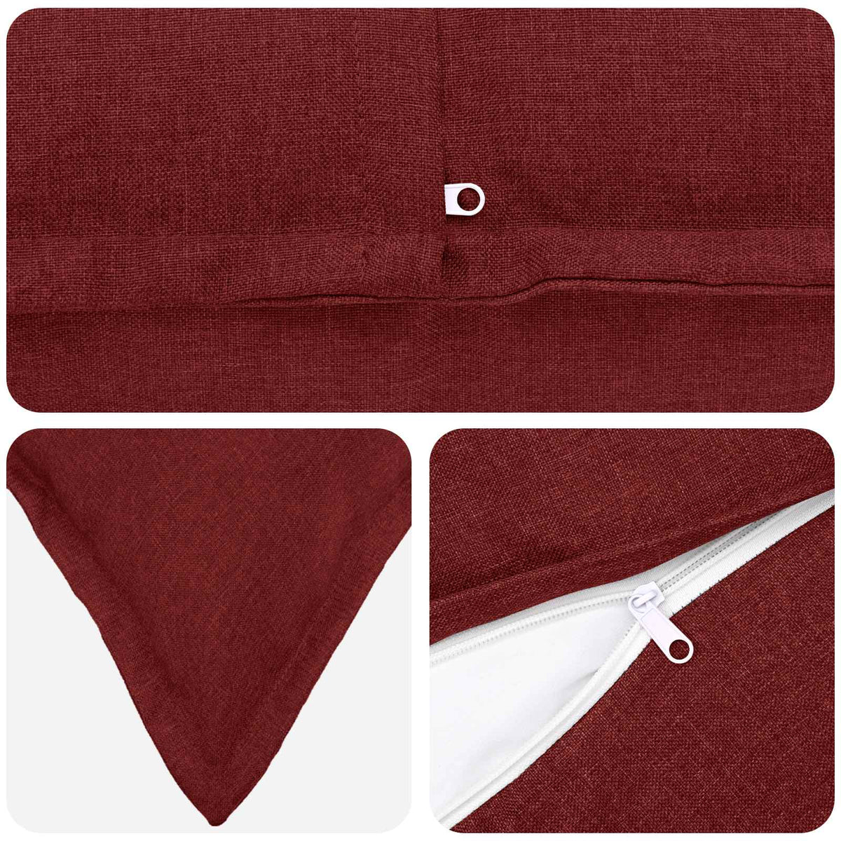 Cuscino 6 pz HOUTEN Rosso Vino 35 x 35 cm Lino