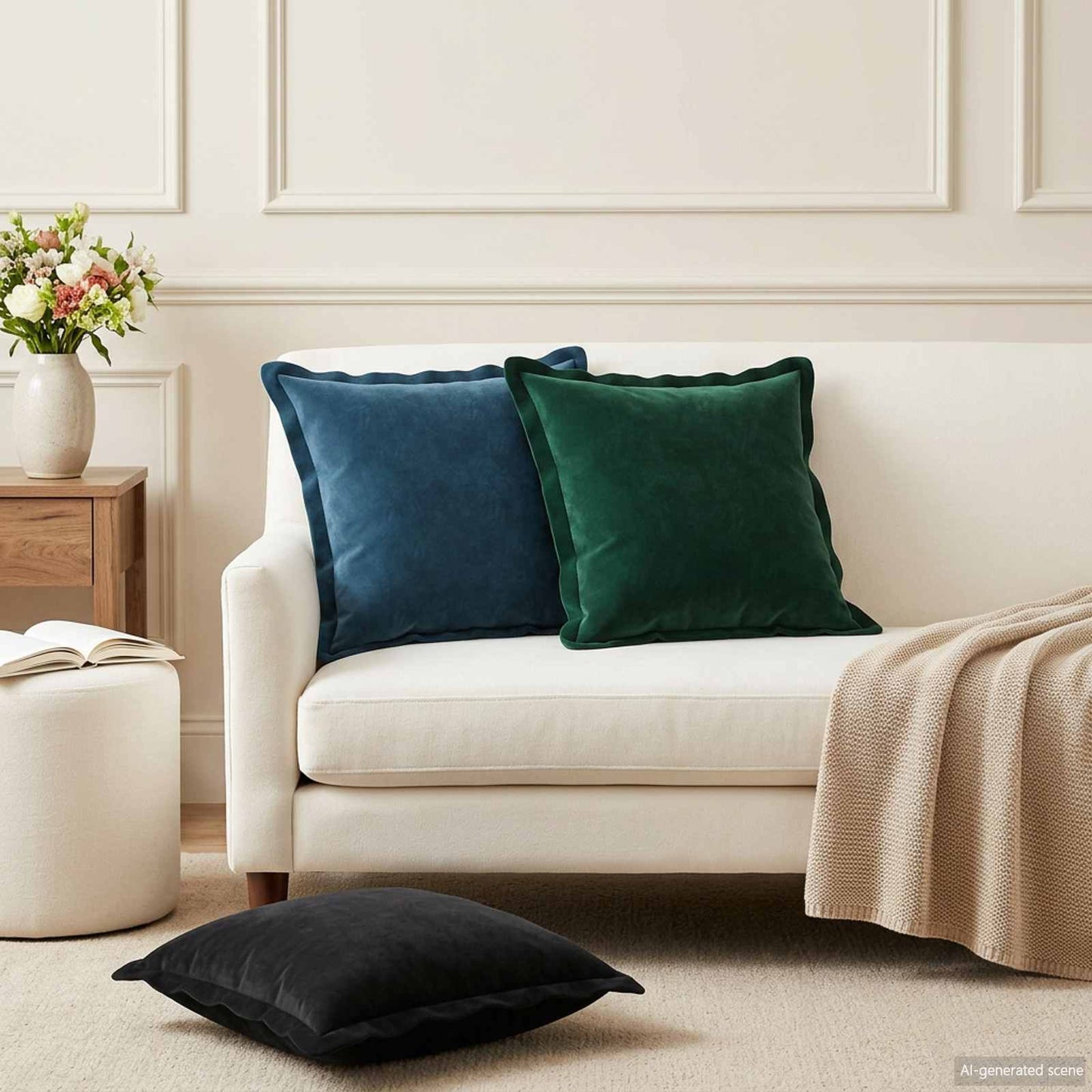 Cuscino con cuscino HOUTEN 6 pz Verde Scuro Velluto | homemem39