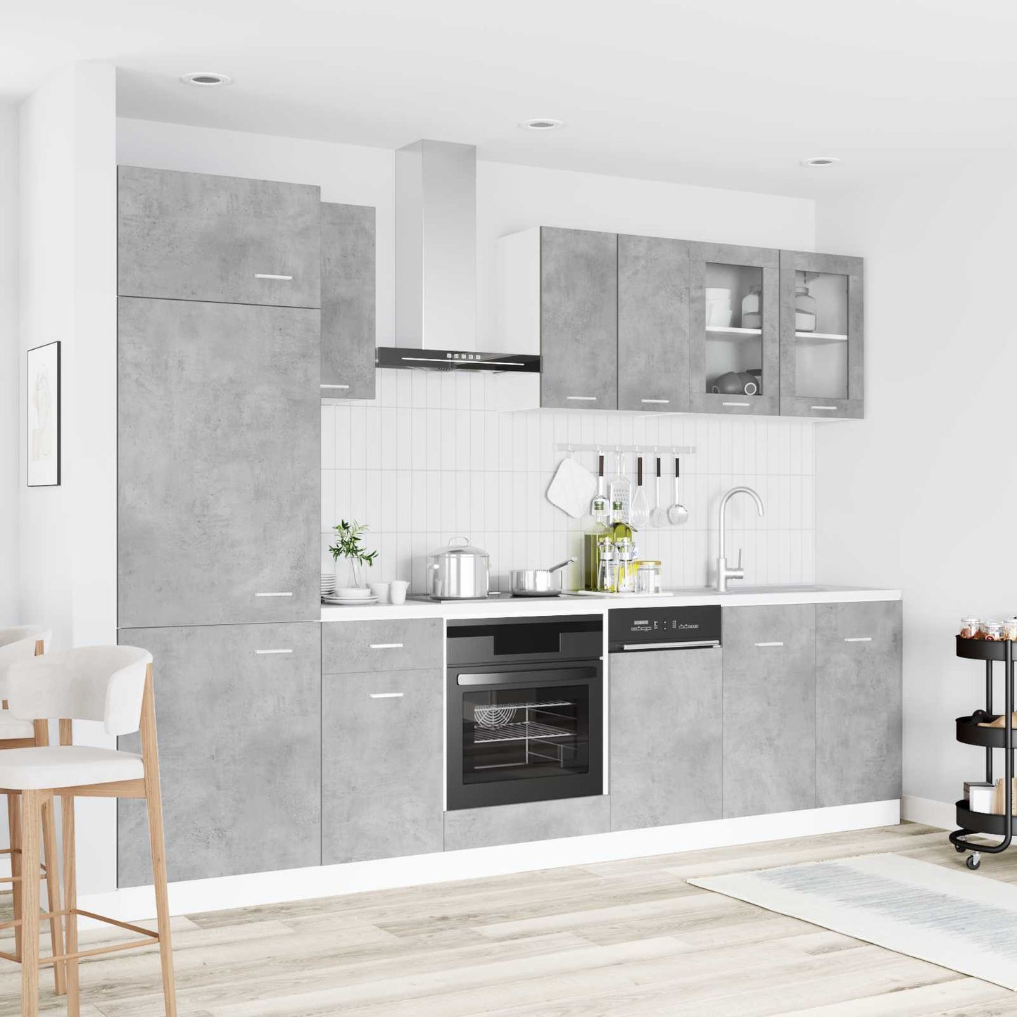 Unità Cucina Lyon 8 pcs Grigio Cemento Legno ingegnerizzato | homemem39