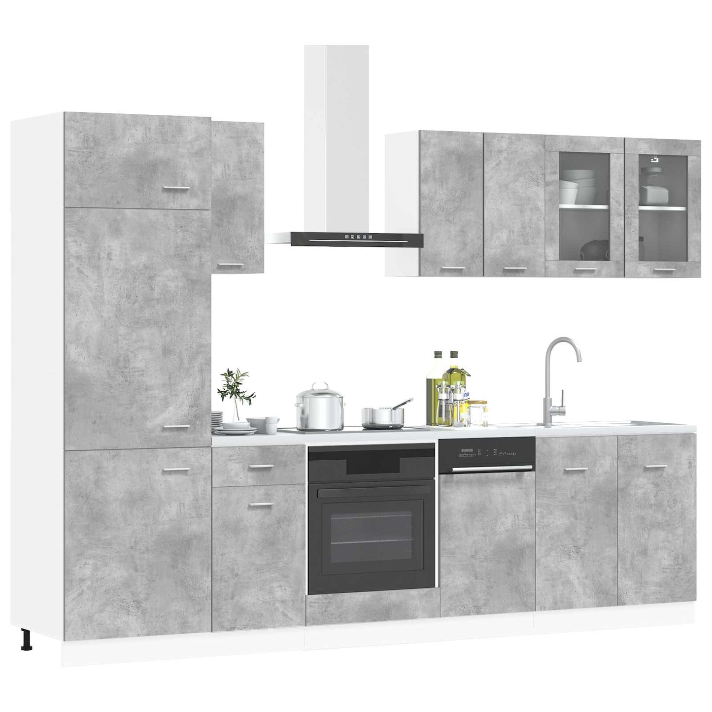 Unità Cucina Lyon 8 pcs Grigio Cemento Legno ingegnerizzato | homemem39