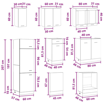 Unità Cucina Lyon 8 pcs Grigio Cemento Legno ingegnerizzato | homemem39