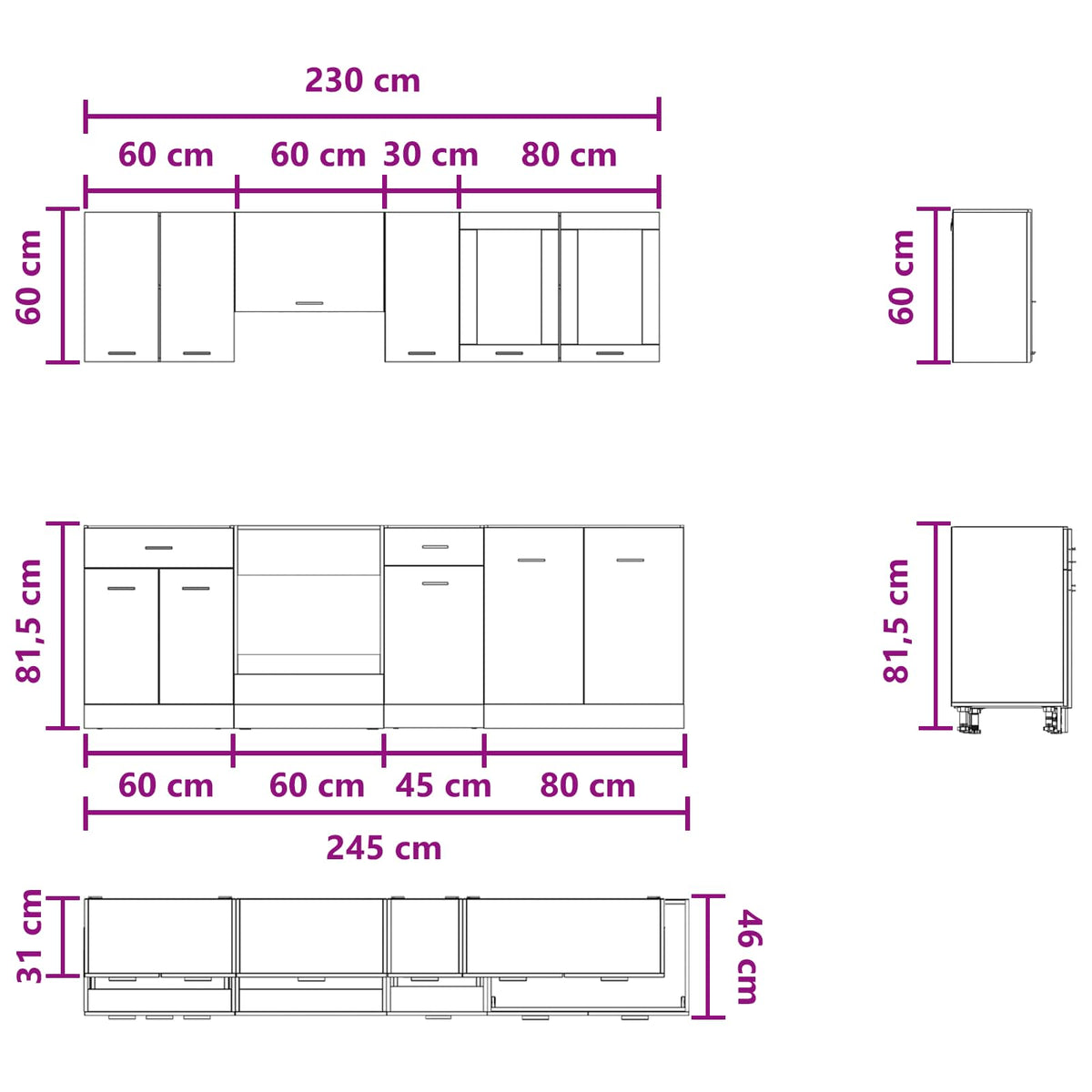 Unità Cucina Lyon 8 pz Legno ingegnerizzato | homemem39