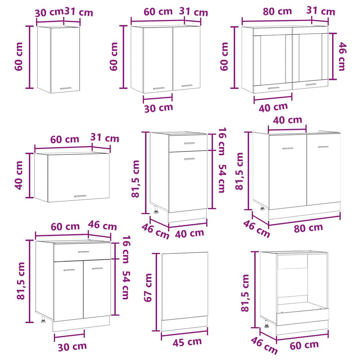 Unità Cucina Lyon 8 pz Legno ingegnerizzato | homemem39