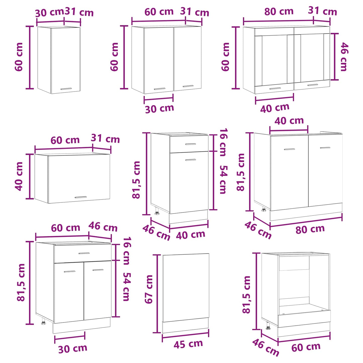 Unità Cucina Lyon 8 pcs Legno multistrato | homemem39