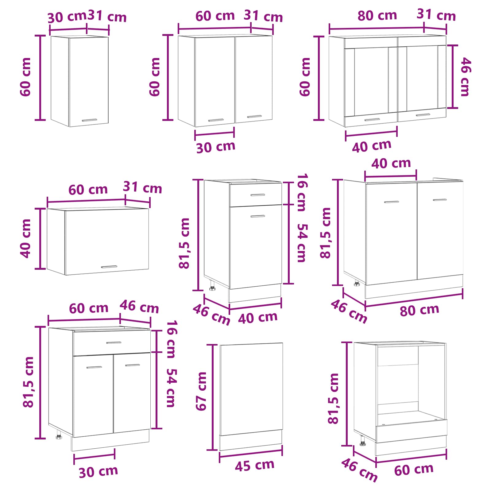 Unità Cucina Lyon 8 pcs Legno multistrato | homemem39