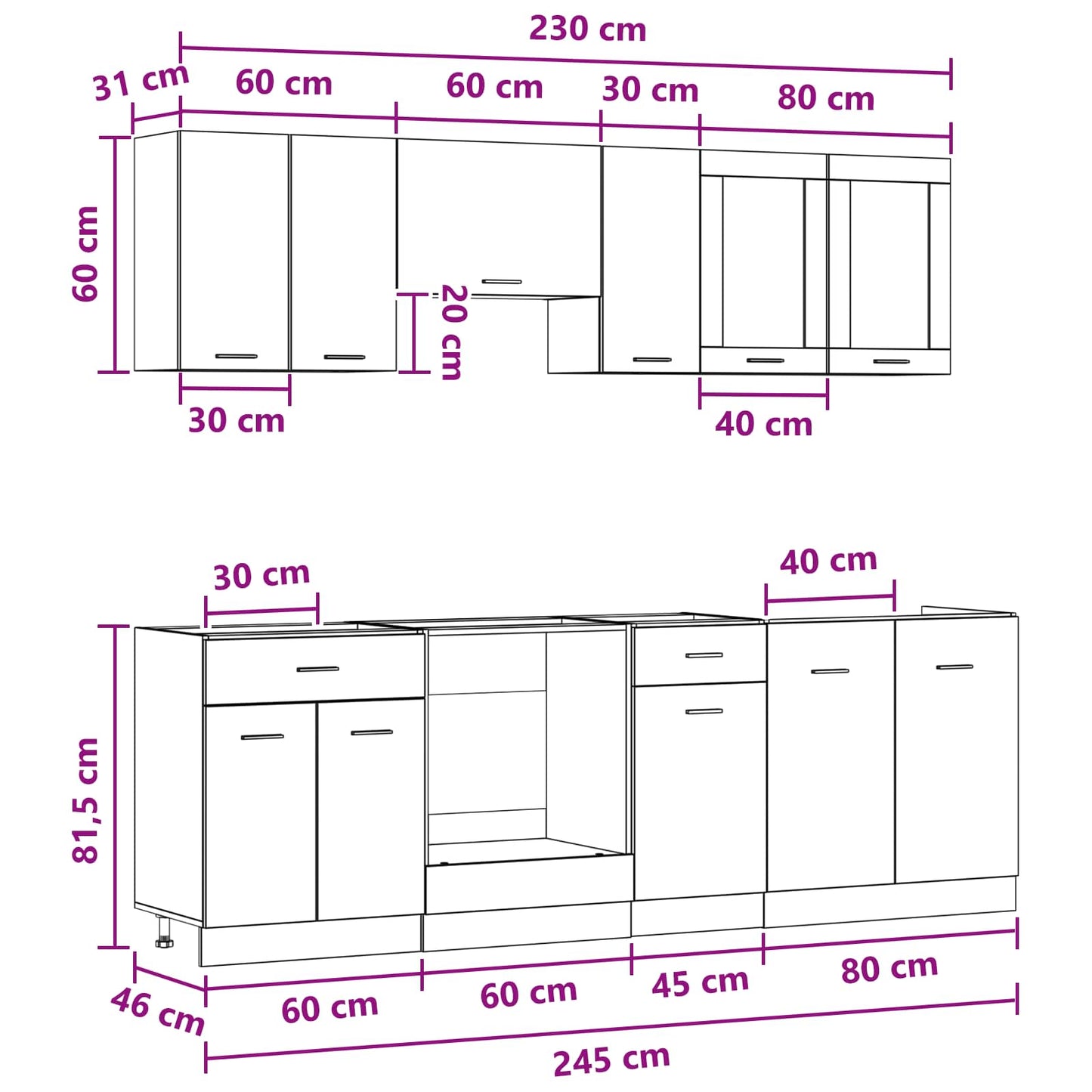 Unità Cucina Lyon 8 pcs Legno multistrato | homemem39