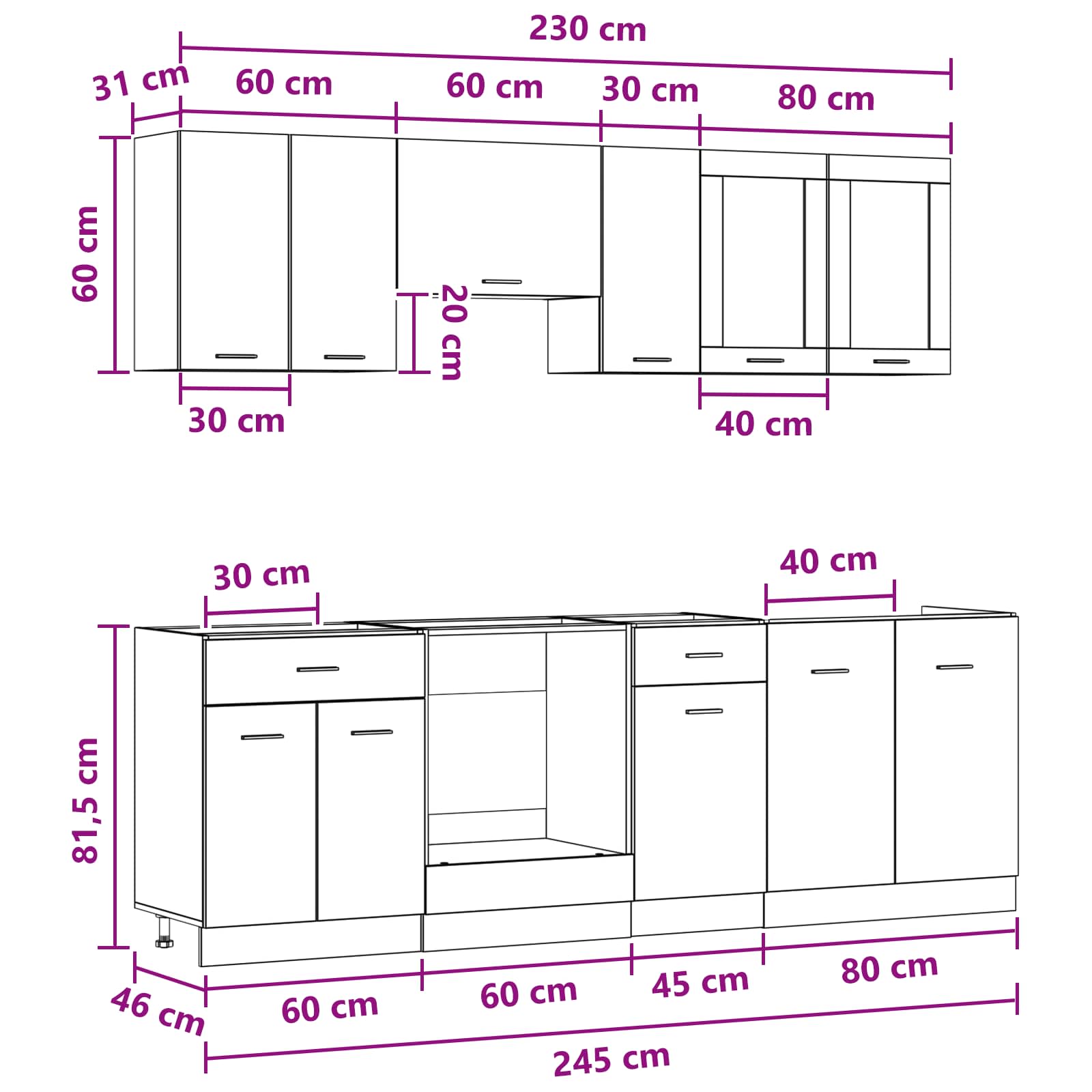 Unità Cucina Lyon 8 pcs Legno multistrato | homemem39