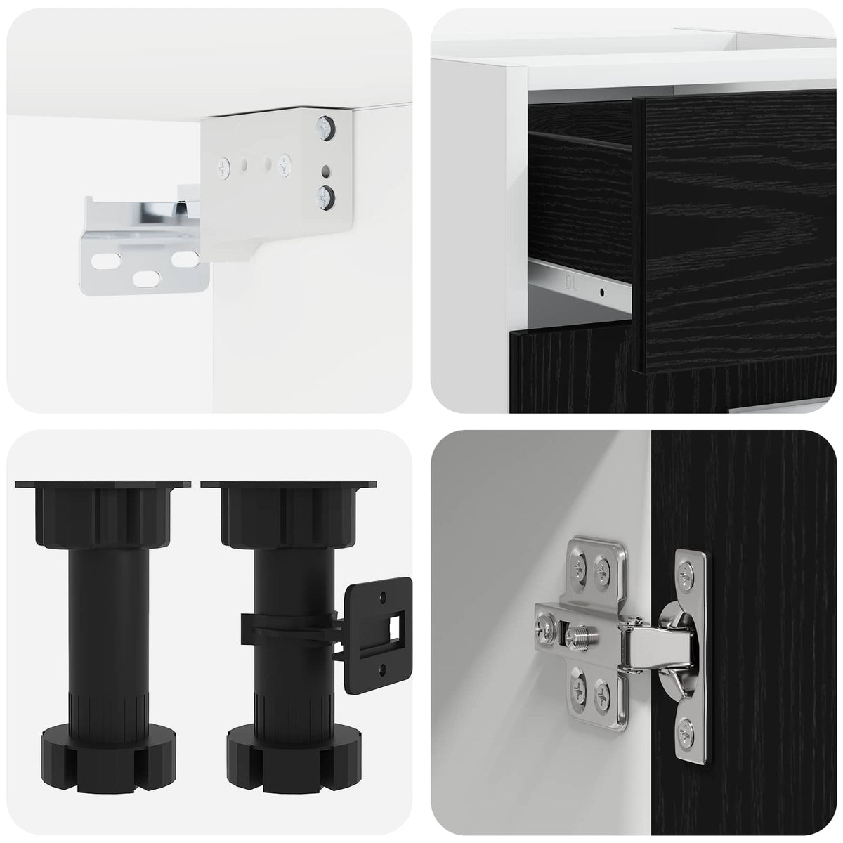 Unità Cucina Lyon 8 pz Rovere Nero Legno ingegnerizzato