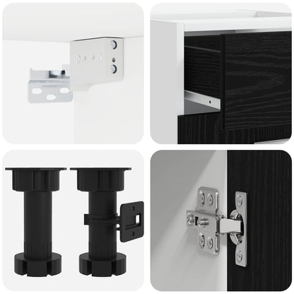 Unità Cucina Lyon 8 pz Rovere Nero Legno ingegnerizzato
