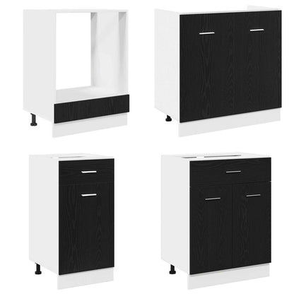 Unità Cucina Lyon 8 pz Rovere Nero Legno ingegnerizzato