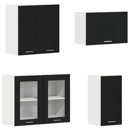 Unità Cucina Lyon 8 pz Rovere Nero Legno ingegnerizzato