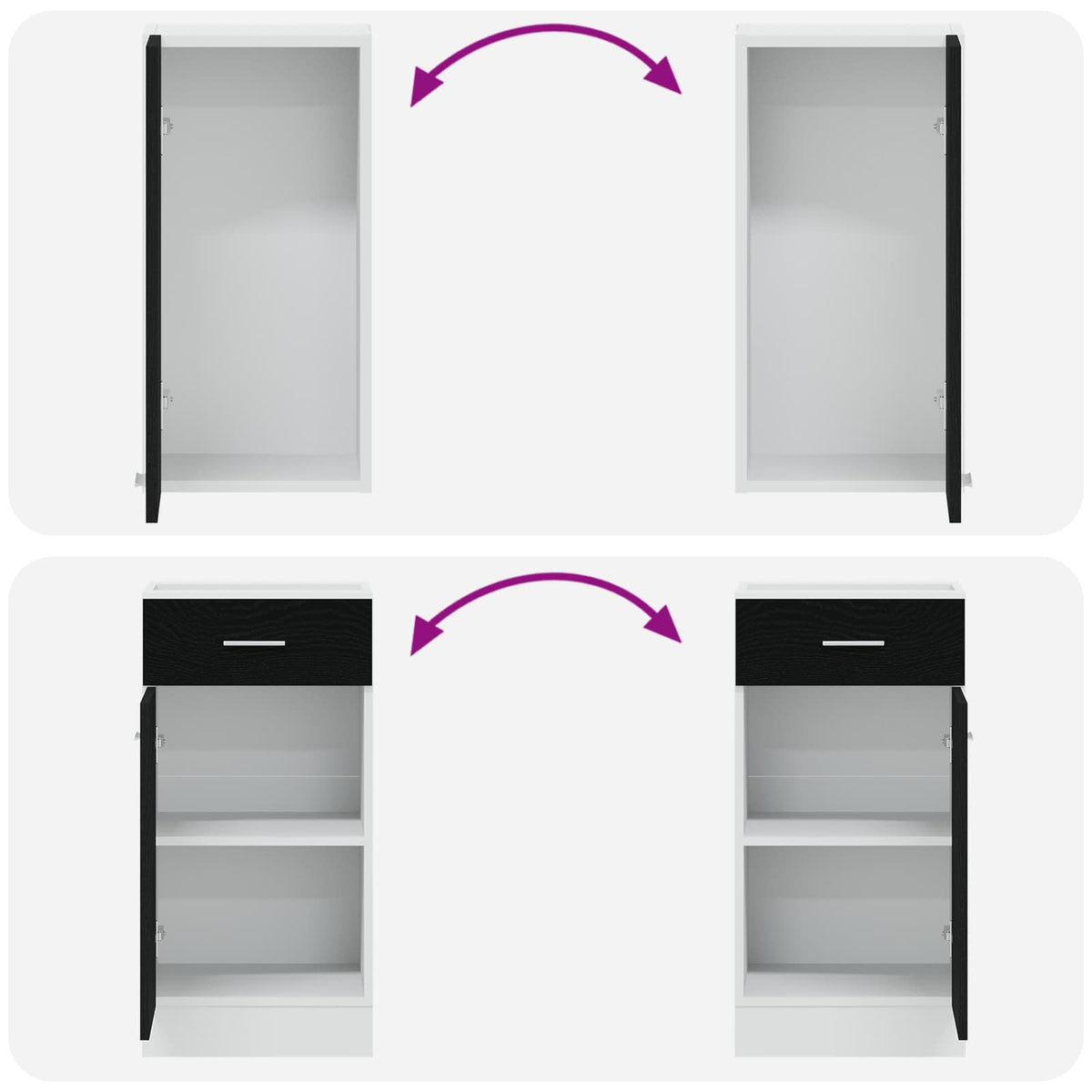 Unità Cucina Lyon 8 pz Rovere Nero Legno ingegnerizzato