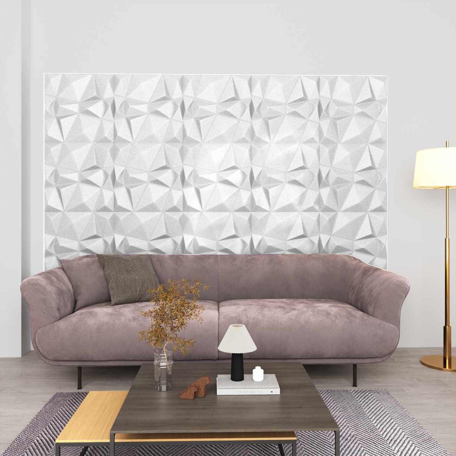 Pannelli da parete 12 pcs Bianco Diamante 50 x 50 cm | homemem39