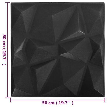 Pannelli da parete 12 pcs Nero Diamante 50 x 50 cm Schiuma XPS