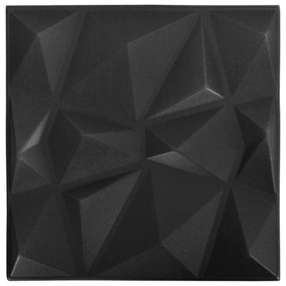 Pannelli da parete 48 pcs Nero Diamante 50 x 50 cm Schiuma XPS | homemem39