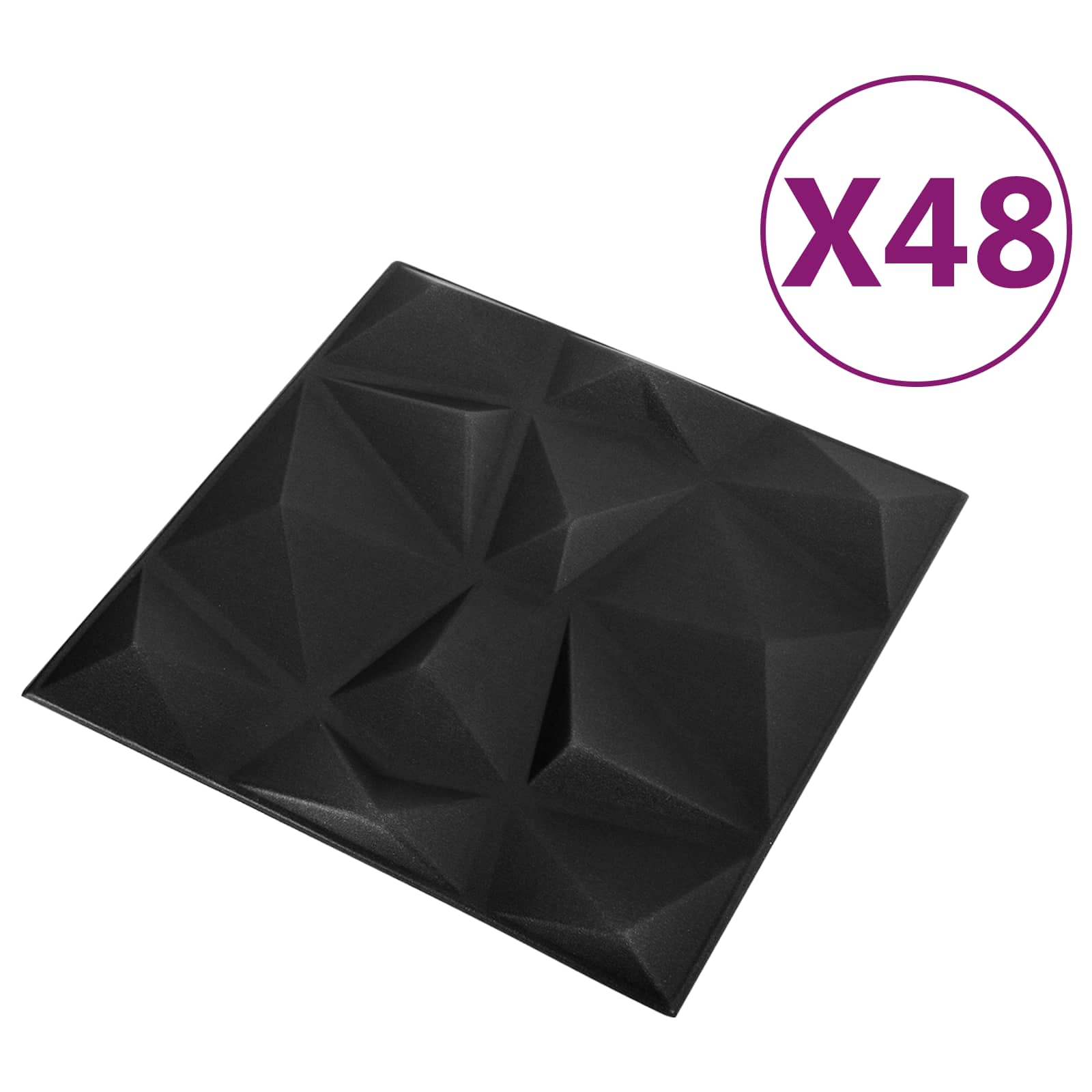 Pannelli da parete 48 pcs Nero Diamante 50 x 50 cm Schiuma XPS | homemem39