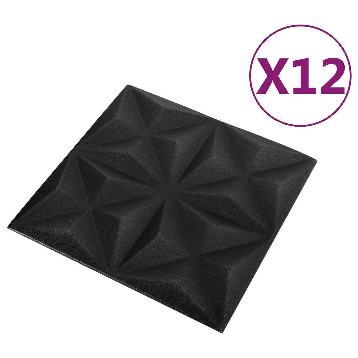 Pannelli da parete 12 pcs Origami Nero 50 x 50 cm Schiuma XPS | homemem39