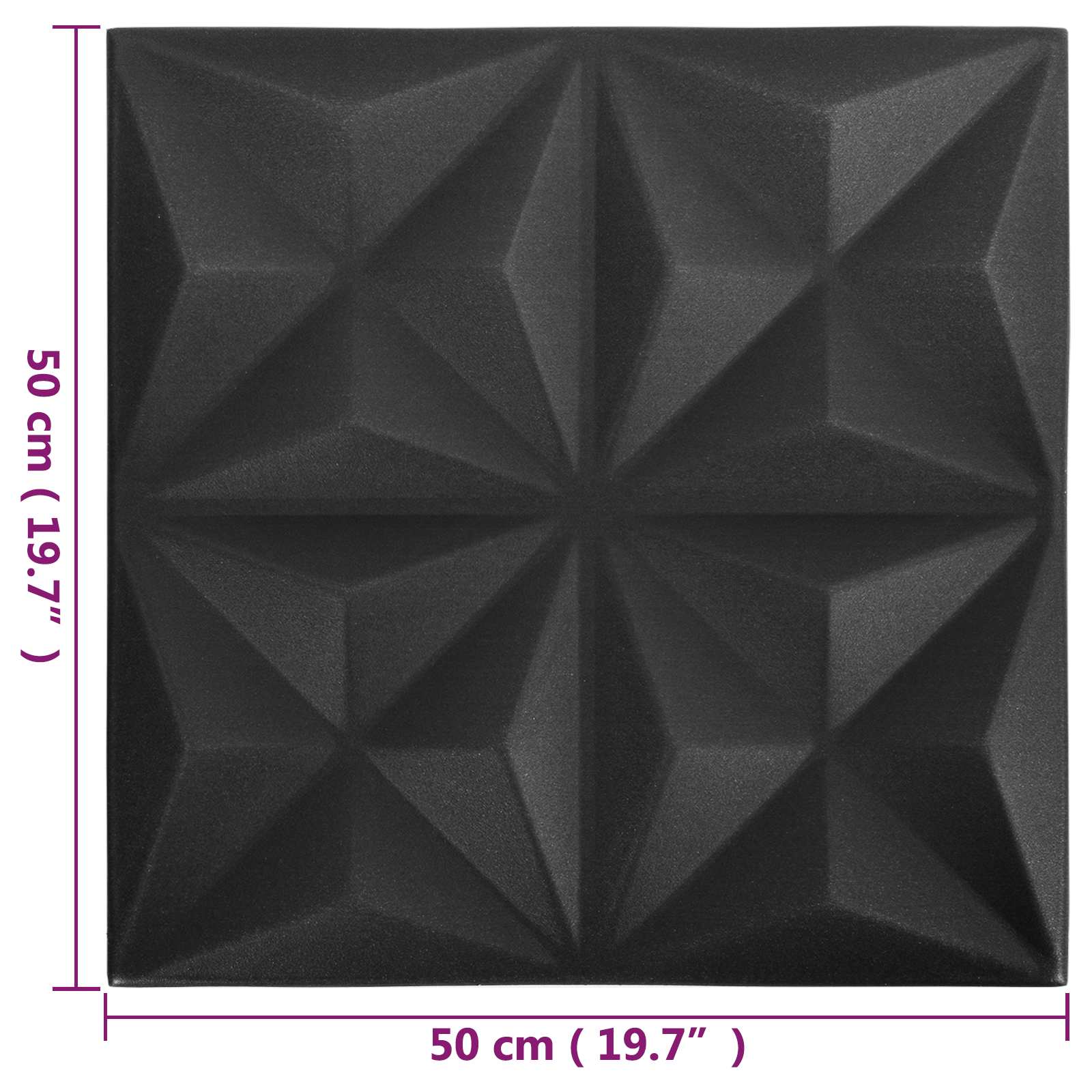 Pannelli da parete 24 pcs Origami Nero 50 x 50 cm Schiuma XPS | homemem39