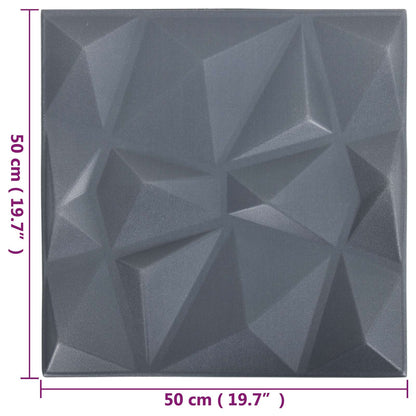 Pannelli da parete 48 pcs Grigio Diamante 50 x 50 cm | homemem39