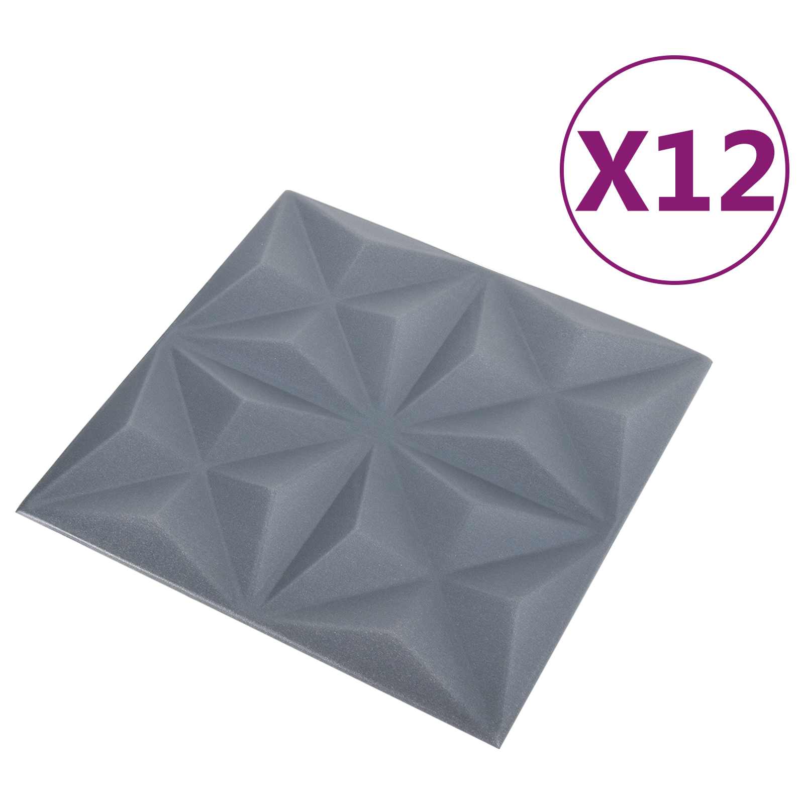 Pannelli da parete 12 pcs Origami Grigio 50 x 50 cm Schiuma XPS | homemem39