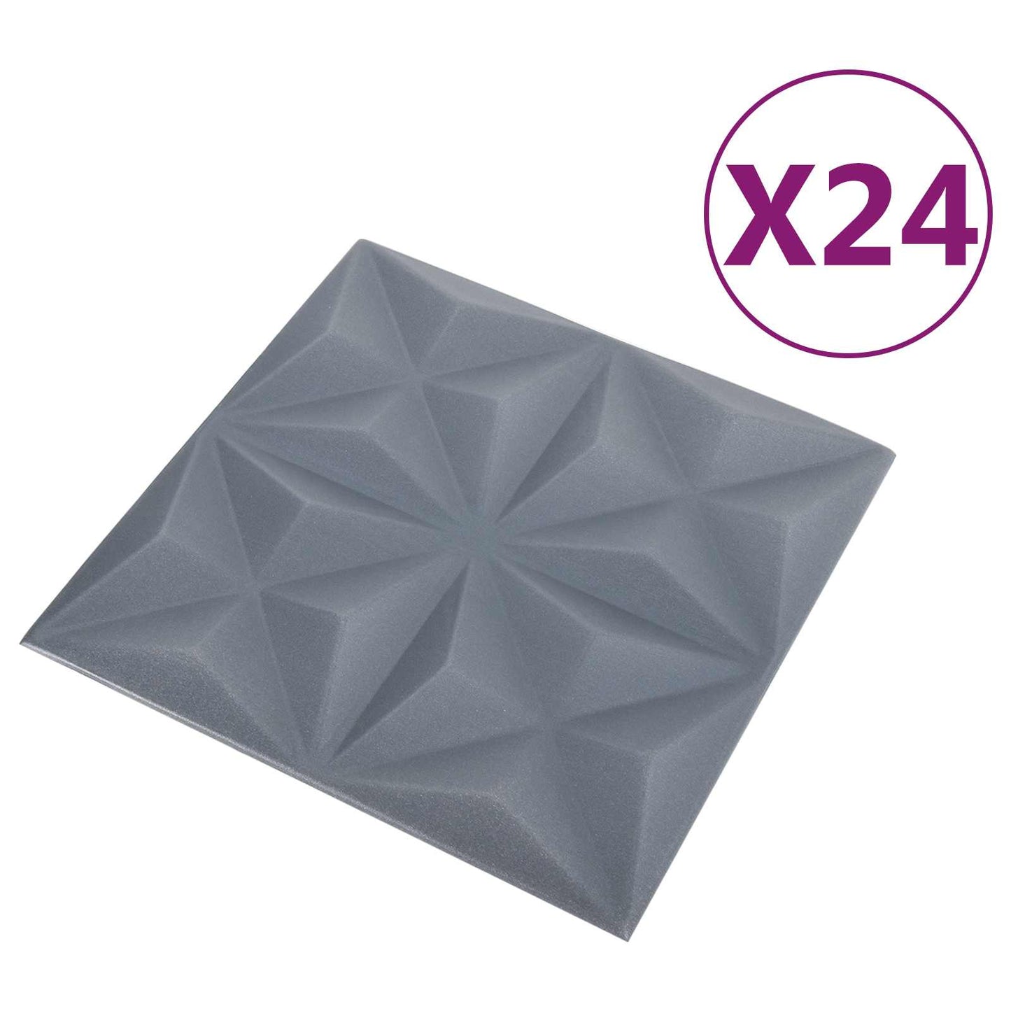 Pannelli da parete 24 pcs Origami Grigio 50 x 50 cm Schiuma XPS | homemem39