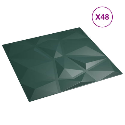 Pannelli da parete 48 pcs Verde 50 x 50 cm Schiuma XPS | homemem39