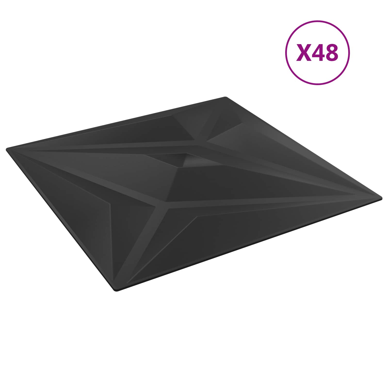 Pannelli da parete 48 pcs Stella Nera 50 x 50 cm Schiuma XPS | homemem39