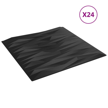 Pannelli da parete 24 pcs Pietra Nera 50 x 50 cm Schiuma XPS