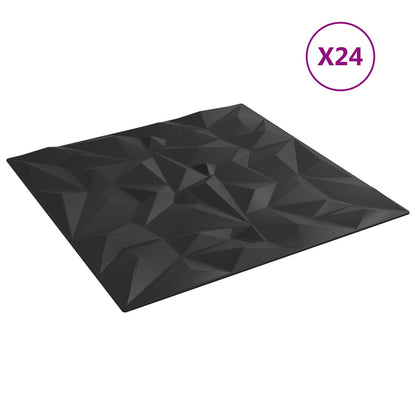 Pannelli da parete 24 pcs Nero 50 x 50 cm Schiuma XPS