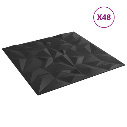 Pannelli da parete 48 pcs Nero 50 x 50 cm Schiuma XPS | homemem39