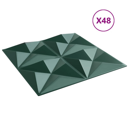 Pannelli da parete 48 pcs Verde Origami 50 x 50 cm Schiuma XPS | homemem39