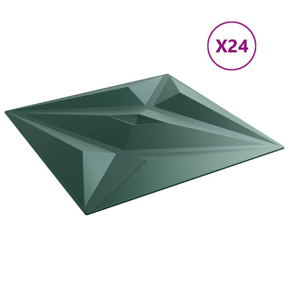 Pannelli da parete 24 pcs Verde Stella 50 x 50 cm Schiuma XPS
