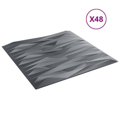 Pannelli da parete 48 pcs Grigio pietra 50 x 50 cm Schiuma XPS | homemem39
