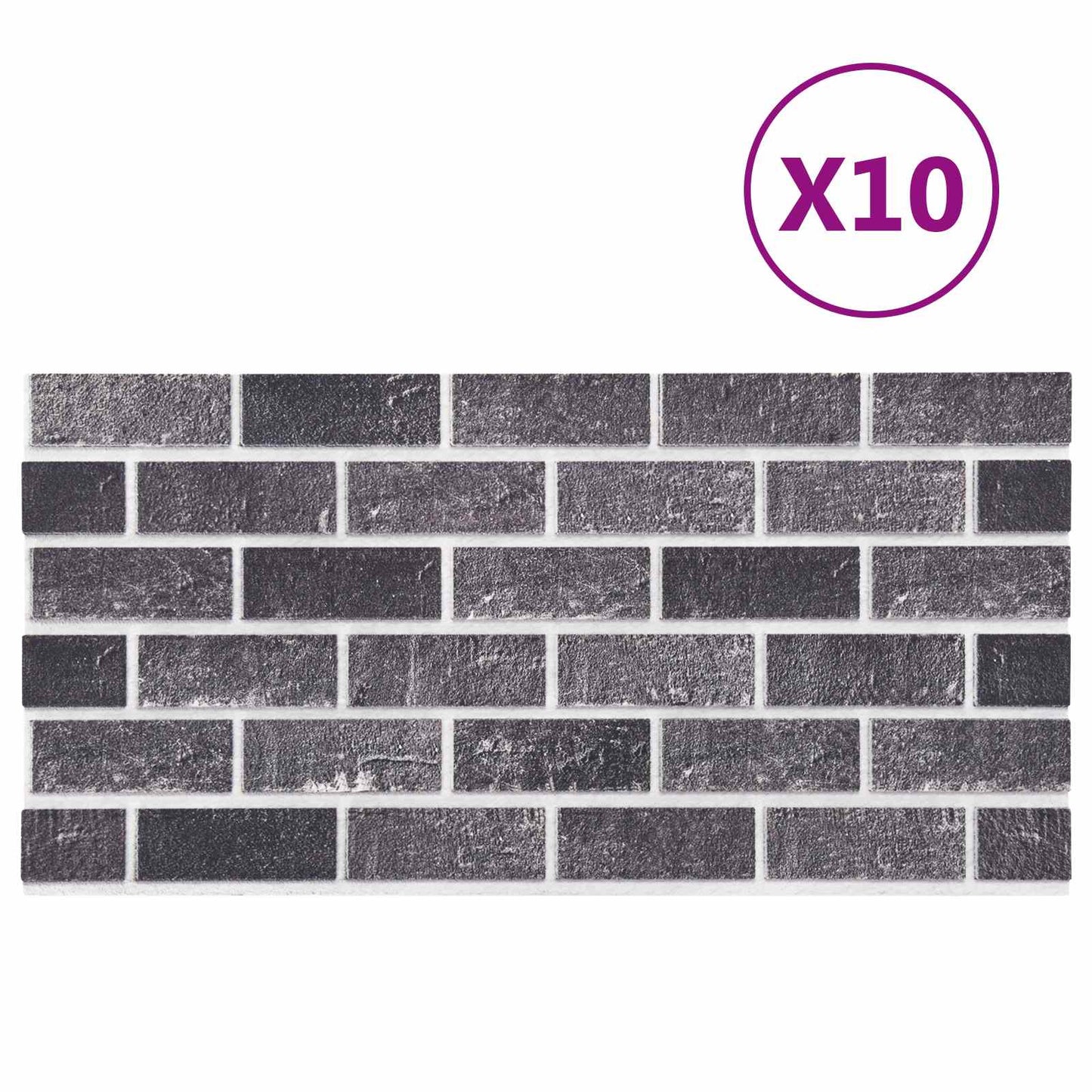 Pannelli da parete 10 pcs Nero e Grigio 100 x 50 cm Schiuma EPS