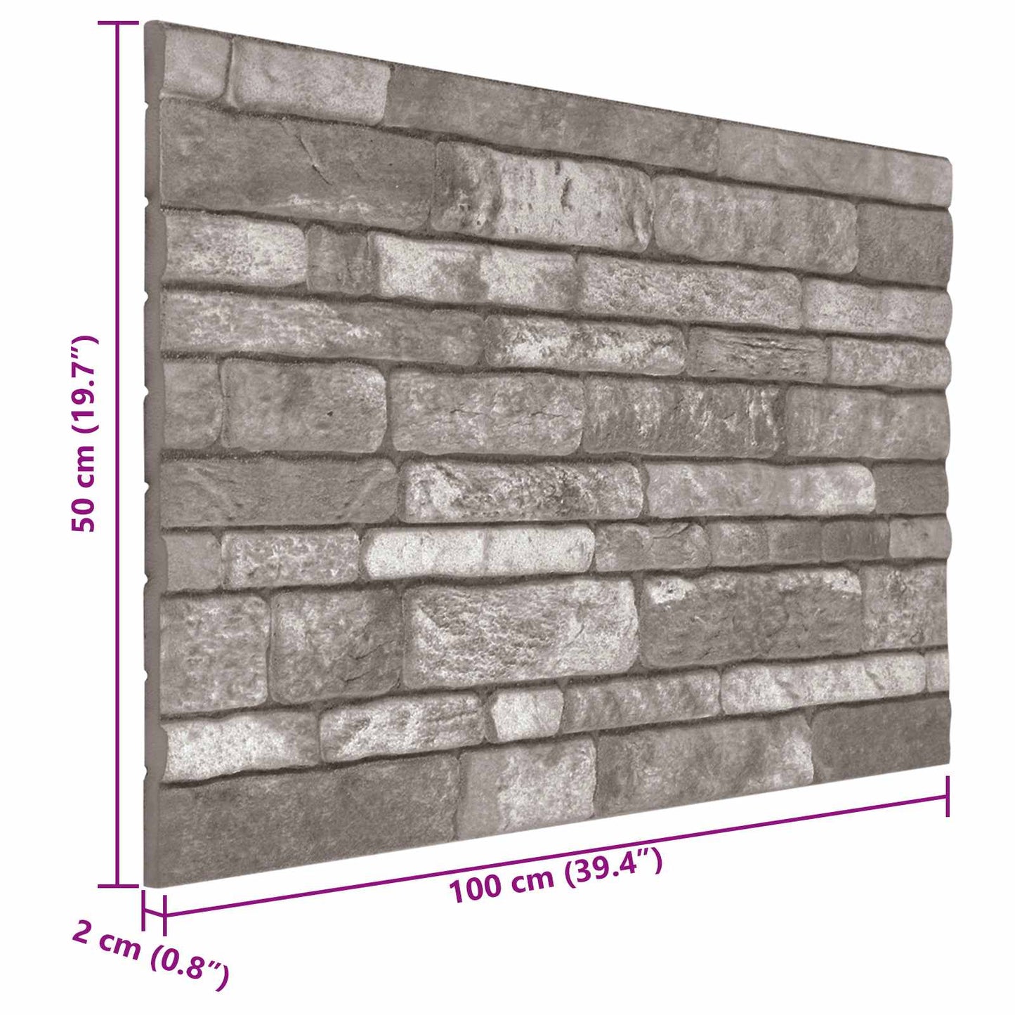 Pannelli da parete 10 pcs Grigio Scuro 100 x 50 cm Schiuma EPS | homemem39