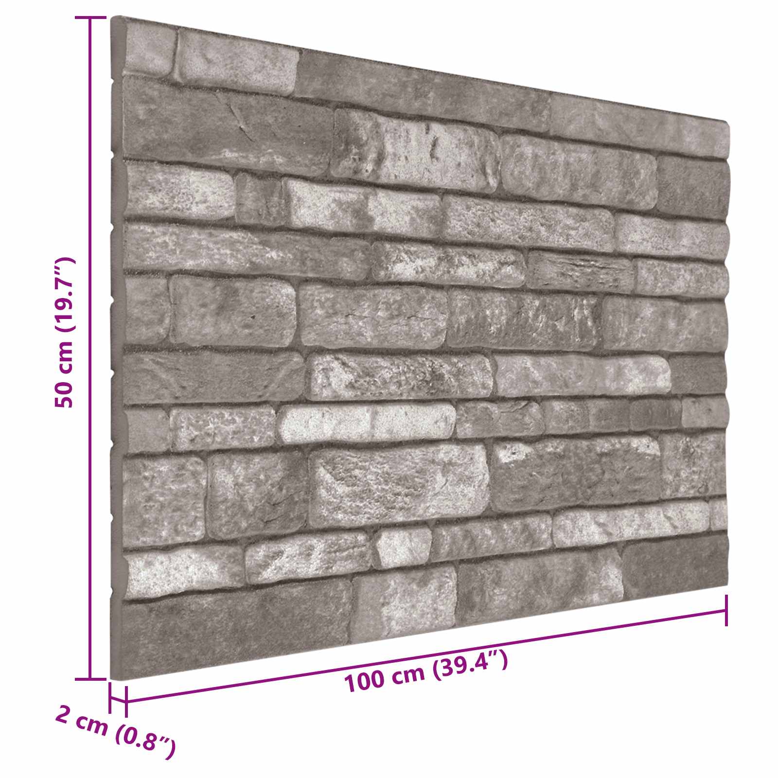 Pannelli da parete 10 pcs Grigio Scuro 100 x 50 cm Schiuma EPS | homemem39