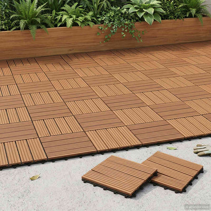 Piastrella per Decking 11 pz Teak riciclato 30 x 30 cm WPC